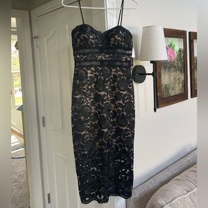 Black and tan lace dress